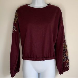 Intu Purple Floral Tattoo Crop Sweatshirt